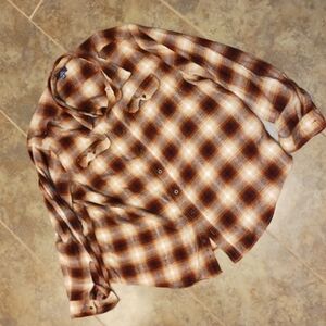 Men's Plaid Shirt - Brown and White